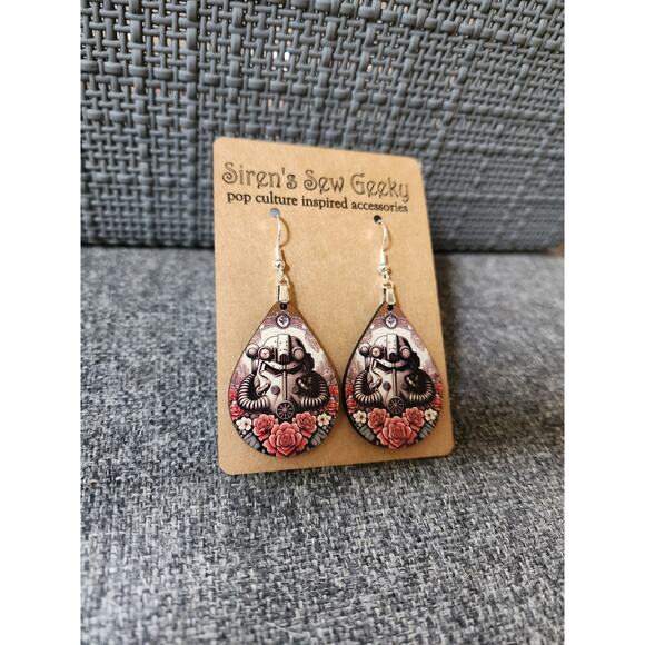 Fallout Brotherhood of Steel Floral Earrings - Picture 2 of 3